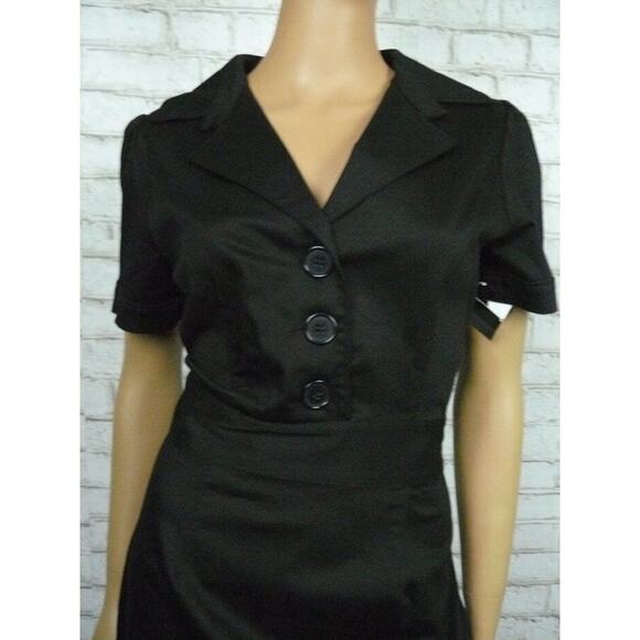 Alexia Admor Black Button Bodice Stretch Sheath Shirt Dress 4 NEW - Picture 2 of 7